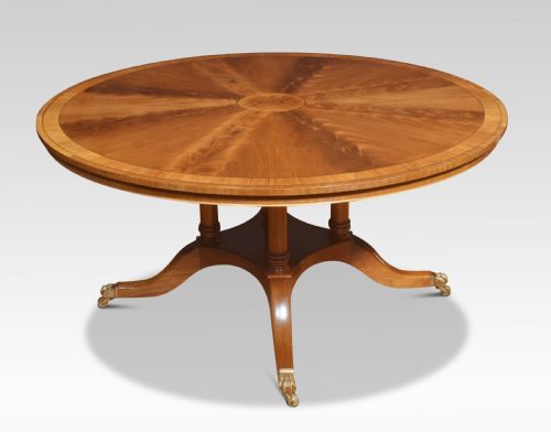 MAHOGANY BRASS INLAID CIRCULAR DINING TABLE - ADDITIONAL PHOTO 1
