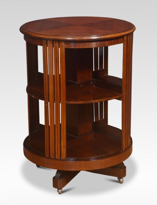 circular mahogany revolving bookcase - CATEGORY: ANTIQUE BOOKCASES - DATED 1910
