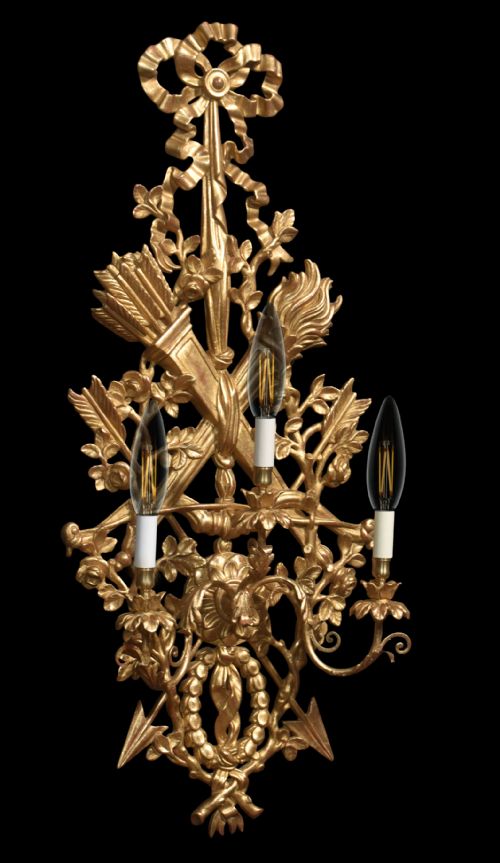 PAIR OF GILTWOOD THREE LIGHT WALL APPLIQUS - ADDITIONAL PHOTO 1