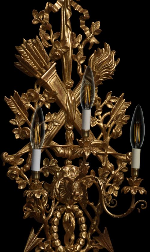 PAIR OF GILTWOOD THREE LIGHT WALL APPLIQUS - ADDITIONAL PHOTO 4