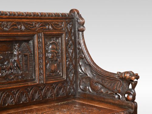 CARVED OAK HALL SETTLE - ADDITIONAL PHOTO 6