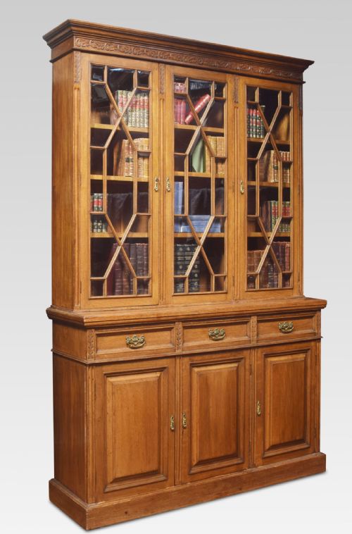 OAK THREE DOOR BOOKCASE