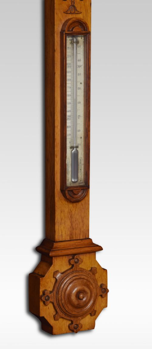 OAK CASED STICK BAROMETER BY J HUGHES LONDON - ADDITIONAL PHOTO 4