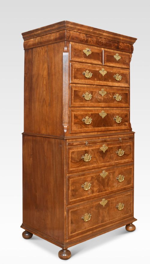 walnut chest on chest - CATEGORY: ANTIQUE CHEST OF DRAWERS - DATED 1910
