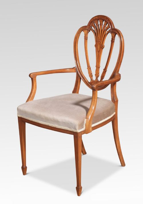 SHERATON REVIVAL SATINWOOD ARMCHAIR - ADDITIONAL PHOTO 3