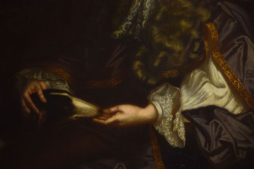 OIL ON CANVAS PORTRAIT OF SIR EDWARD LONGVILLE - ADDITIONAL PHOTO 5
