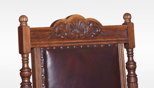 PAIR OF OAK LEATHER UPHOLSTERED LIBRARY ARMCHAIRS - ADDITIONAL PHOTO 1