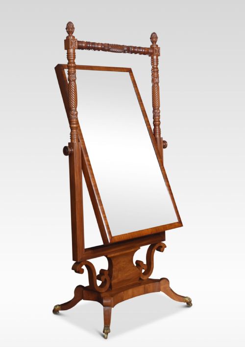 REGENCY MAHOGANY CHEVAL MIRROR - ADDITIONAL PHOTO 7