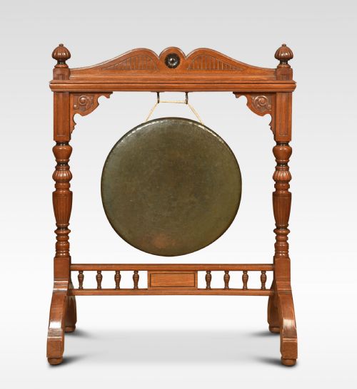 LARGE WALNUT FRAMED DINNER GONG - ADDITIONAL PHOTO 4