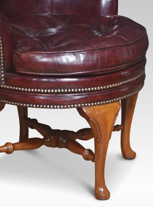 LEATHER REVOLVING LIBRARY TUB CHAIR - ADDITIONAL PHOTO 2