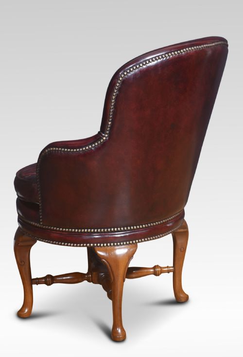LEATHER REVOLVING LIBRARY TUB CHAIR - ADDITIONAL PHOTO 3