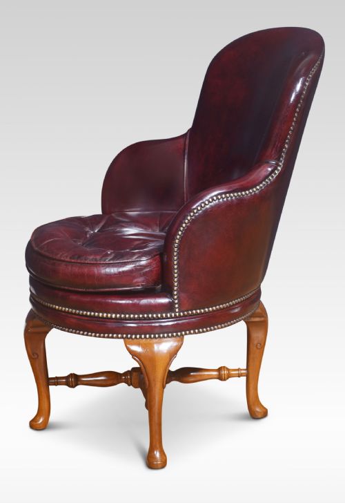 LEATHER REVOLVING LIBRARY TUB CHAIR - ADDITIONAL PHOTO 5