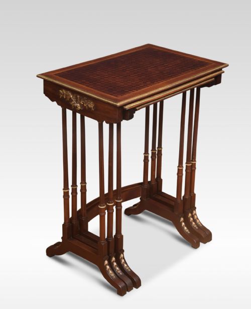 NEST OF THREE WALNUT PARQUETRY TOPPED TABLES - ADDITIONAL PHOTO 2