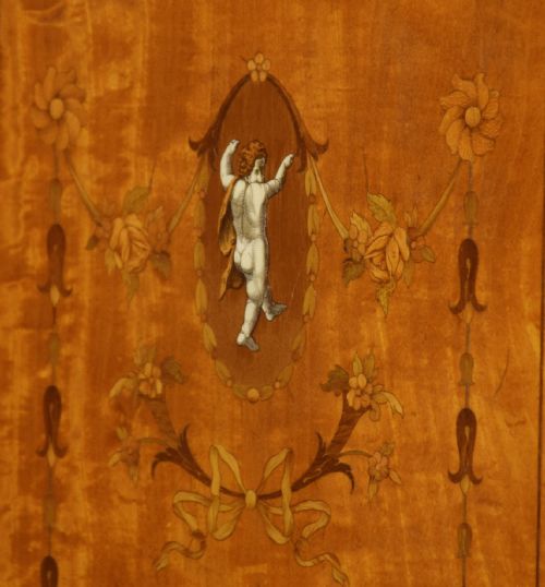 SATINWOOD SHERATON REVIVAL INLAID SIDE CABINET - ADDITIONAL PHOTO 3