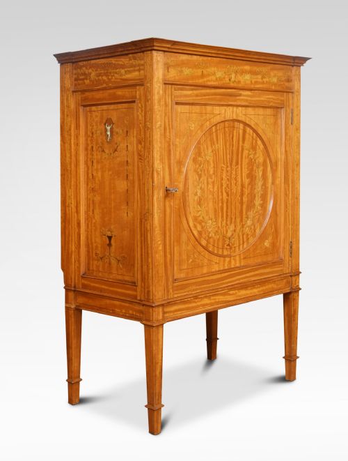 SATINWOOD SHERATON REVIVAL INLAID SIDE CABINET - ADDITIONAL PHOTO 5