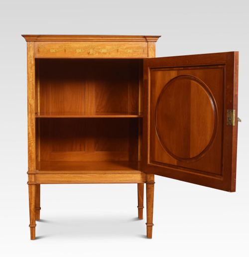 SATINWOOD SHERATON REVIVAL INLAID SIDE CABINET - ADDITIONAL PHOTO 6