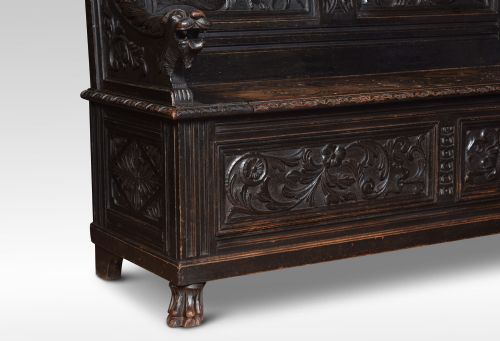 CARVED OAK HALL SETTLE - ADDITIONAL PHOTO 2
