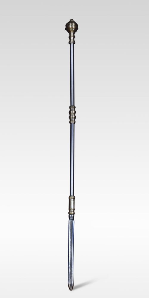 POLISHED STEEL AND BRASS TRIPLE COMPANION FIRE TOOL SET - ADDITIONAL PHOTO 2