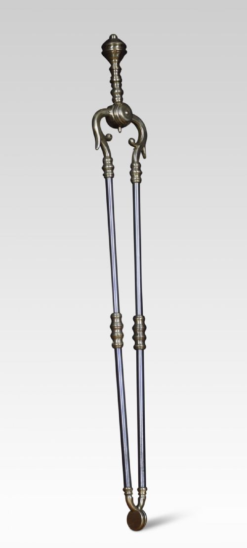 POLISHED STEEL AND BRASS TRIPLE COMPANION FIRE TOOL SET - ADDITIONAL PHOTO 3