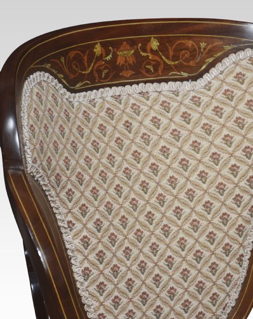 PAIR OF MARQUETRY INLAID MAHOGANY ARMCHAIRS - ADDITIONAL PHOTO 2