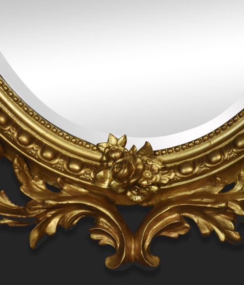 CARVED GILTWOOD OVAL WALL MIRROR - ADDITIONAL PHOTO 6