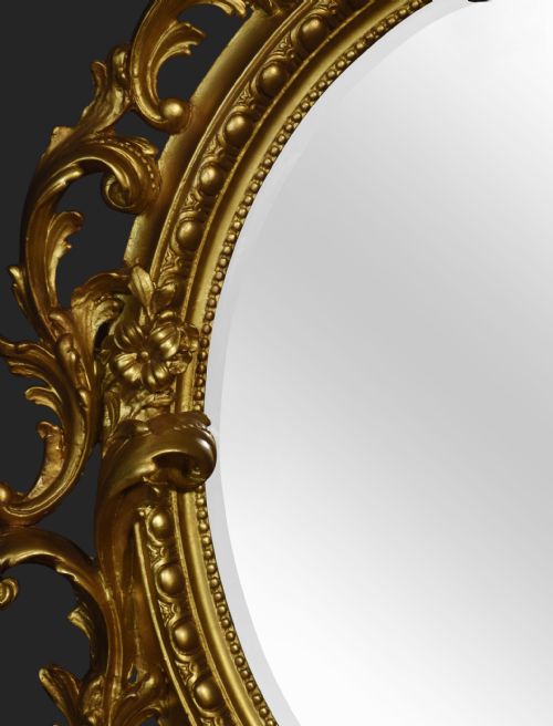 CARVED GILTWOOD OVAL WALL MIRROR - ADDITIONAL PHOTO 8
