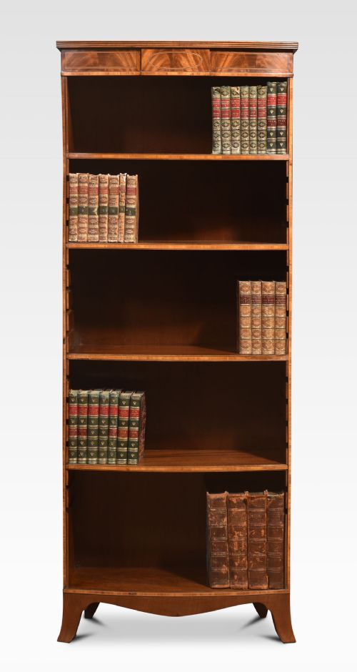 TALL MAHOGANY INLAID OPEN BOOKCASE - ADDITIONAL PHOTO 1