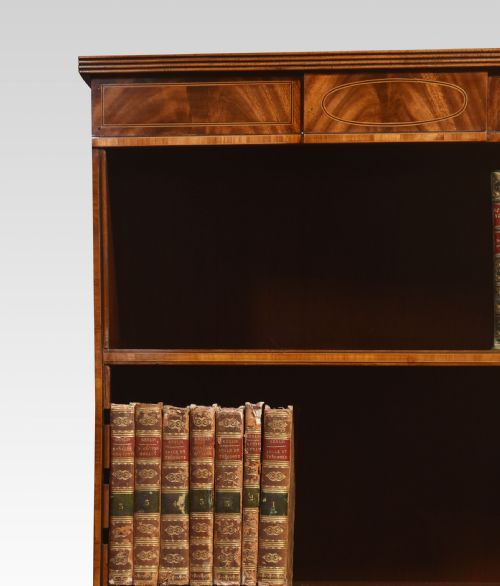 TALL MAHOGANY INLAID OPEN BOOKCASE - ADDITIONAL PHOTO 6