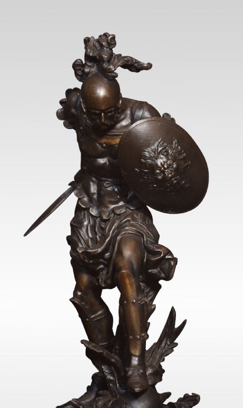 PAIR OF SPELTER FIGURES OF WARRIORS - ADDITIONAL PHOTO 3