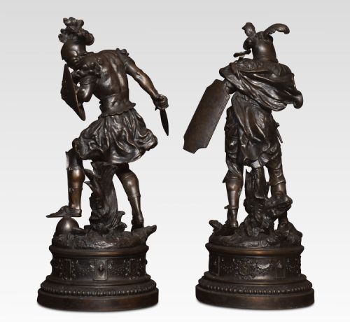 PAIR OF SPELTER FIGURES OF WARRIORS - ADDITIONAL PHOTO 7