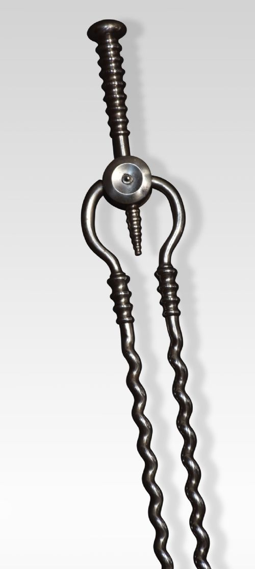 POLISHED STEEL TRIPLE COMPANION FIRE TOOL SET - ADDITIONAL PHOTO 6