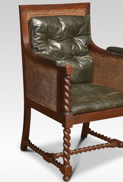 PAIR OF OAK BERGERE LIBRARY CHAIRS - ADDITIONAL PHOTO 1