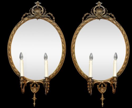 pair of gilt girandole wall mirrors - CATEGORY: ANTIQUE MIRRORS - DATED 19TH CENTURY