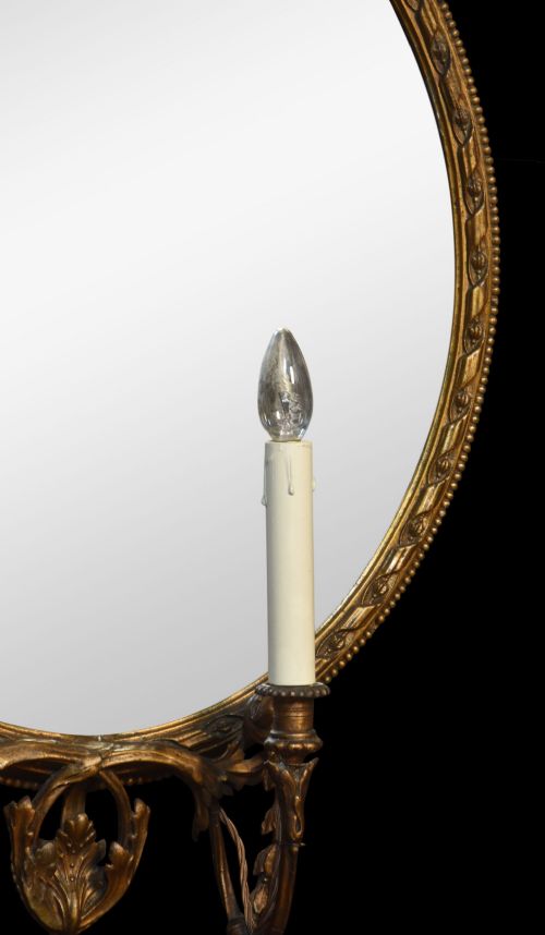 PAIR OF GILT GIRANDOLE WALL MIRRORS - ADDITIONAL PHOTO 4