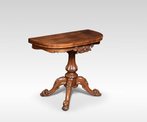 19TH CENTURY ROSEWOOD DEMI LUNE TEA TABLE