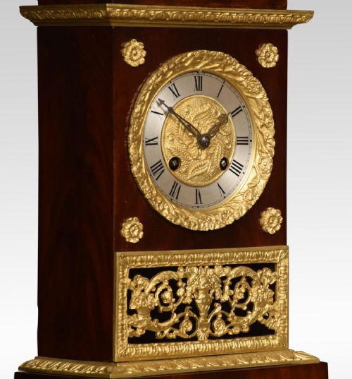 FRENCH EMPIRE STYLE GILT METAL MOUNTED MAHOGANY MANTEL CLOCK - ADDITIONAL PHOTO 2
