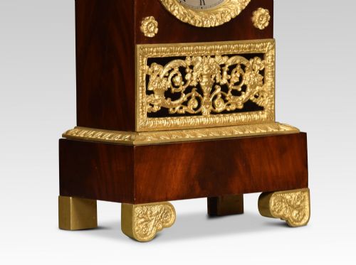FRENCH EMPIRE STYLE GILT METAL MOUNTED MAHOGANY MANTEL CLOCK - ADDITIONAL PHOTO 3