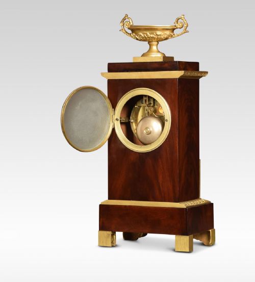FRENCH EMPIRE STYLE GILT METAL MOUNTED MAHOGANY MANTEL CLOCK - ADDITIONAL PHOTO 4
