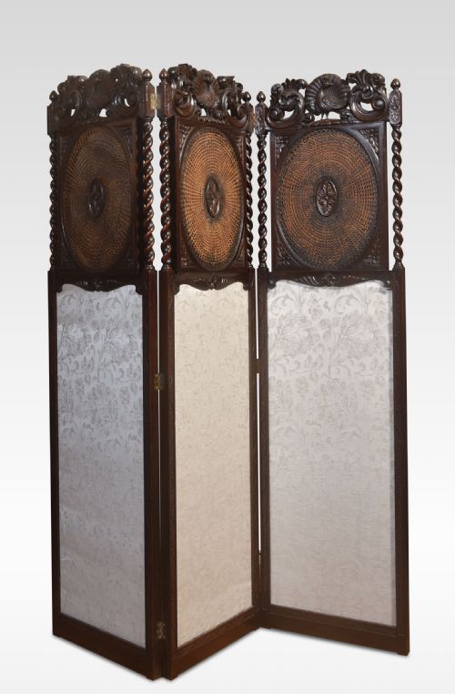 19TH CENTURY OAK THREEPANEL FOLDING SCREEN - ADDITIONAL PHOTO 5