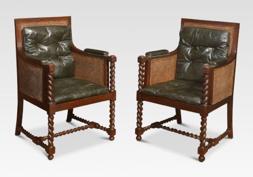 PAIR OF OAK BERGERE LIBRARY CHAIRS - ADDITIONAL PHOTO 7