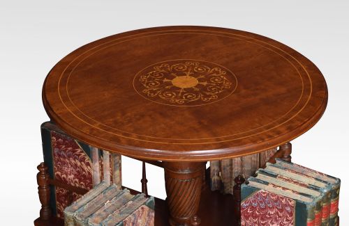 MAHOGANY INLAID REVOLVING BOOK TABLE - ADDITIONAL PHOTO 2