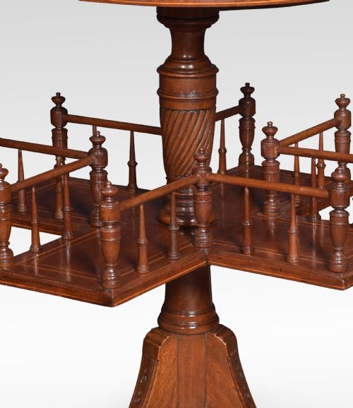 MAHOGANY INLAID REVOLVING BOOK TABLE - ADDITIONAL PHOTO 5