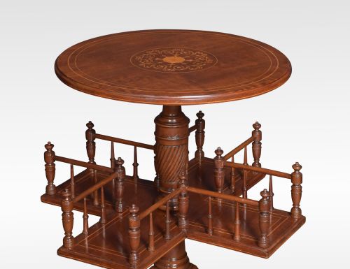 MAHOGANY INLAID REVOLVING BOOK TABLE - ADDITIONAL PHOTO 6