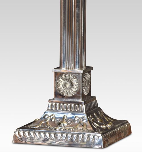 SILVER PLATE CORINTHIAN COLUMN TABLE LAMP - ADDITIONAL PHOTO 1
