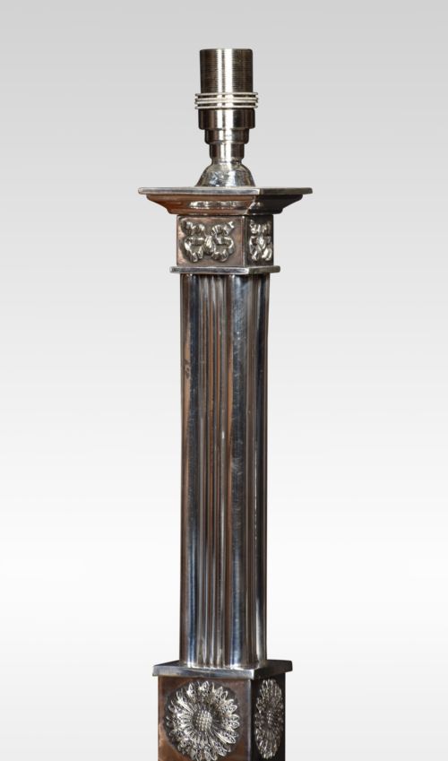 SILVER PLATE CORINTHIAN COLUMN TABLE LAMP - ADDITIONAL PHOTO 3