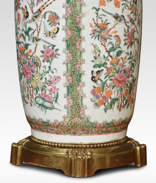 CHINESE CANTON FAMILLE ROSE PORCELAIN VASE LAMP - ADDITIONAL PHOTO 1