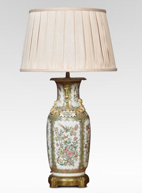CHINESE CANTON FAMILLE ROSE PORCELAIN VASE LAMP - ADDITIONAL PHOTO 2