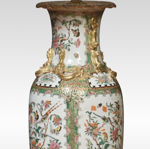CHINESE CANTON FAMILLE ROSE PORCELAIN VASE LAMP - ADDITIONAL PHOTO 6