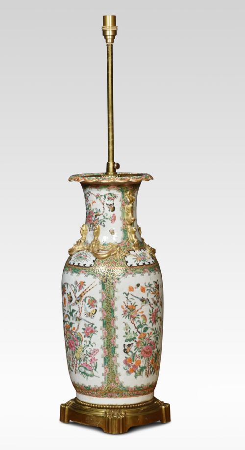 CHINESE CANTON FAMILLE ROSE PORCELAIN VASE LAMP - ADDITIONAL PHOTO 7