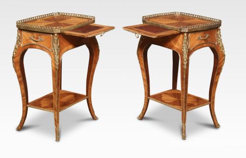 PAIR OF WALNUT AND BRASS NIGHT STANDS - ADDITIONAL PHOTO 5